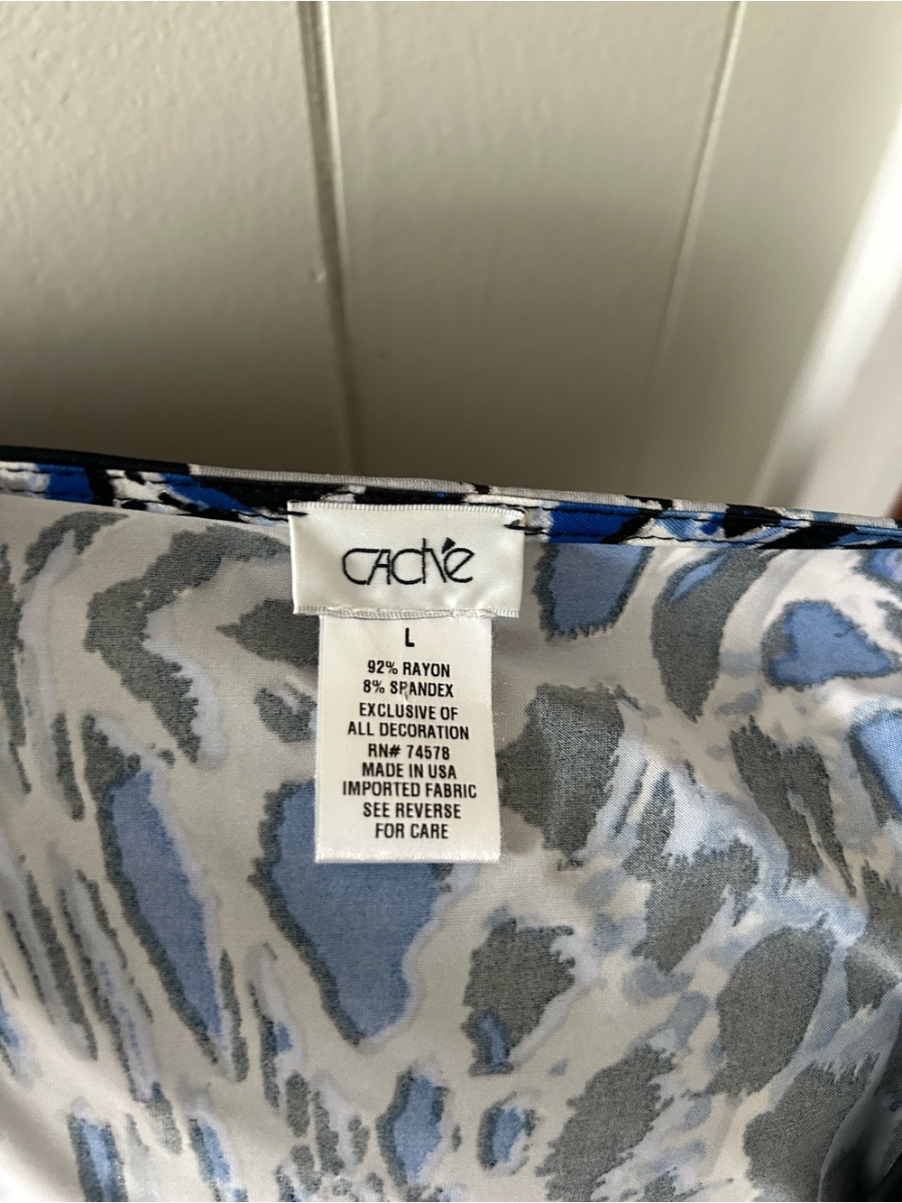 Cache Long Sleeve Dress in Blue, White, Gray